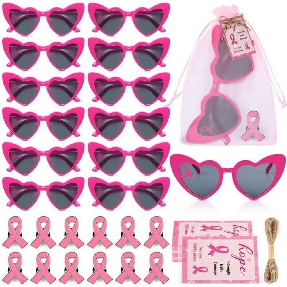 5507 Breast Cancer Awareness Accessories Pink Ribbon Sunglasses Pin Card